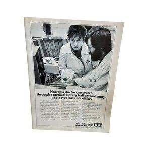 1981 ITT Doctor Can Search Medical Library Print Ad Vintage